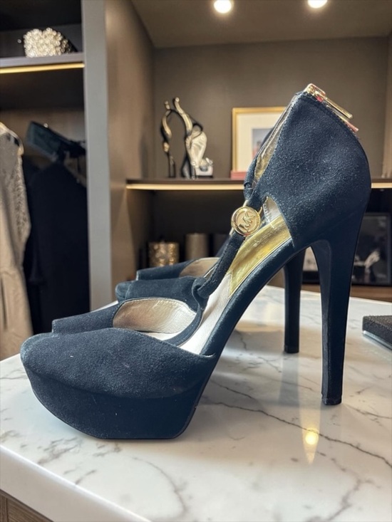 MICHAEL Michael Kors Shoes - 🔺SOLD🔺MICHAEL Michael Kors Black Heels with Ankle Strap size 10m suede stiletto​